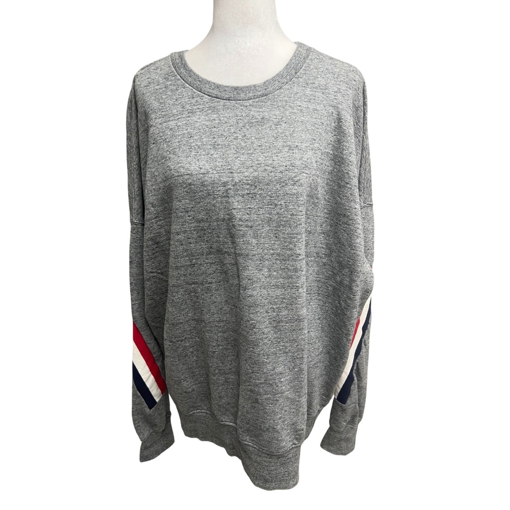 Elevenparis Retro Sweatshirt Mens Sz L Grey Stripe Sleeve Sporty Streetwear Y2K